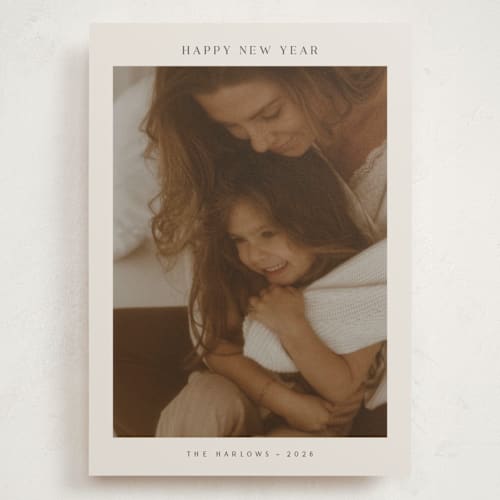 This is a vanilla holiday photo cards with standard by Nicole Walsh called harlow printing on recycled smooth signature in grand