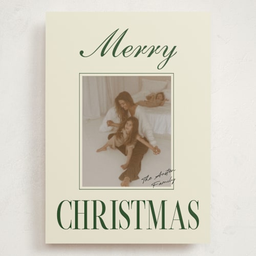 This is a juniper holiday photo cards with standard by Helena Vitto called a classic christmas printing on recycled smooth signature in grand