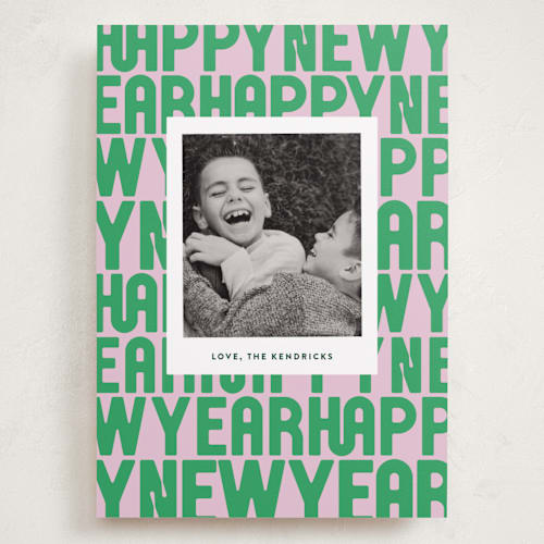 This is a candy holiday photo cards with standard by Up Up Creative called letters printing on recycled smooth signature in grand