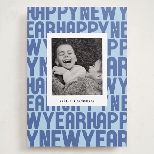 This is a bluebell holiday photo cards with standard by Up Up Creative called letters printing on recycled smooth signature in grand