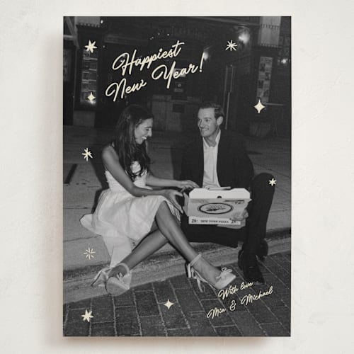 This is a champagne holiday photo cards with standard by Helena Vitto called shiny happy people printing on recycled smooth signature in grand