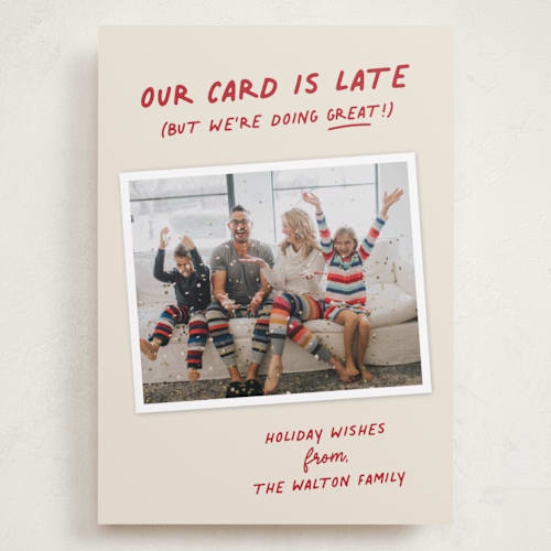 This is a berry holiday photo cards with standard by Louise Kay called late but great printing on recycled smooth signature in grand