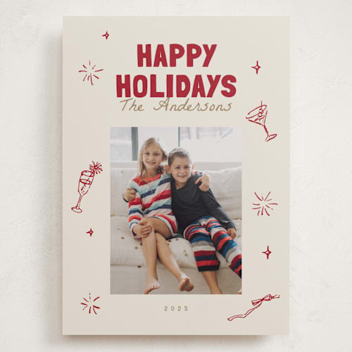 This is a wine holiday photo cards with standard by Cass Loh called pop & sparkle printing on recycled smooth signature in grand