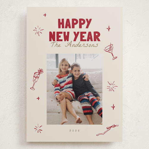 This is a wine holiday photo cards with standard by Cass Loh called pop & sparkle printing on recycled smooth signature in grand