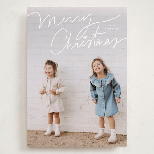 This is a cloud holiday photo cards with standard by Annie Clark called off script printing on recycled smooth signature in grand