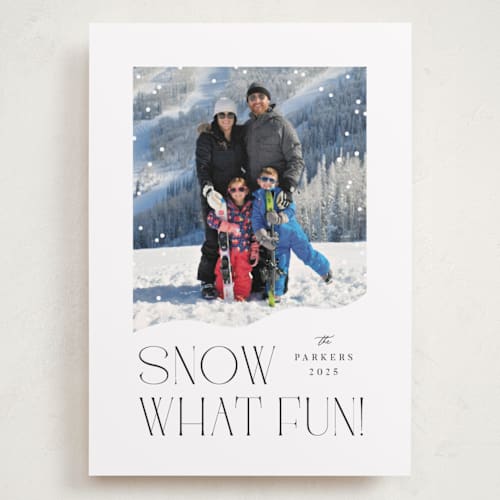 This is a ink holiday photo cards with standard by Olivia Raufman called snow what fun printing on recycled smooth signature in grand