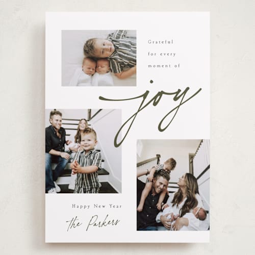 This is a snow holiday photo cards with standard by Robert and Stella called little moments of joy printing on recycled smooth signature in grand