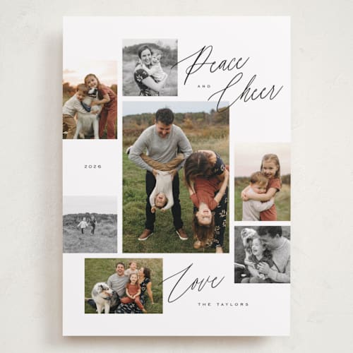 This is a penguin holiday photo cards with standard by Michelle Taylor called scattered gallery printing on recycled smooth signature in grand