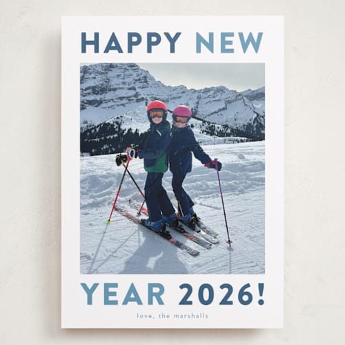 This is a aqua holiday photo cards with standard by Carolyn MacLaren called happy colors printing on recycled smooth signature in grand