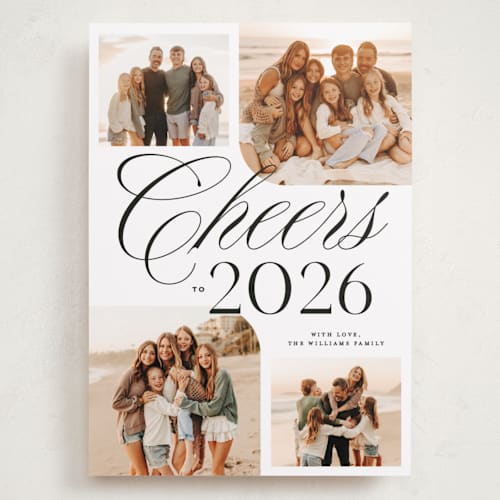 This is a snow holiday photo cards with standard by Owl and Toad called four cheers printing on recycled smooth signature in grand