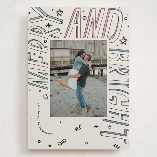 This is a pastel holiday photo cards with standard by letterfix called all fun printing on recycled smooth signature in grand