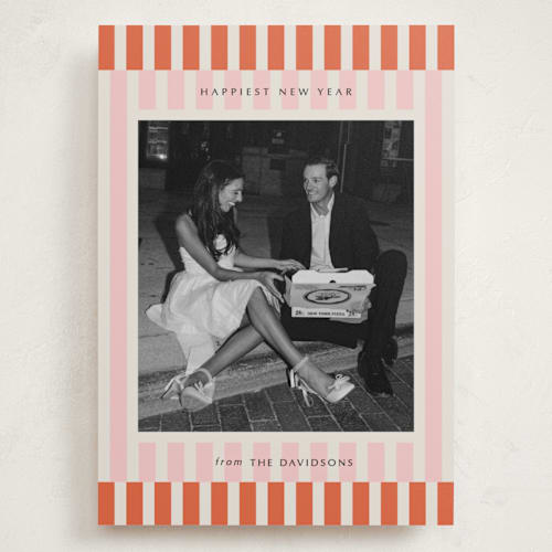 This is a orangesicle holiday photo cards with standard by Jackie Crawford called modern double stripe frame printing on recycled smooth signature in grand
