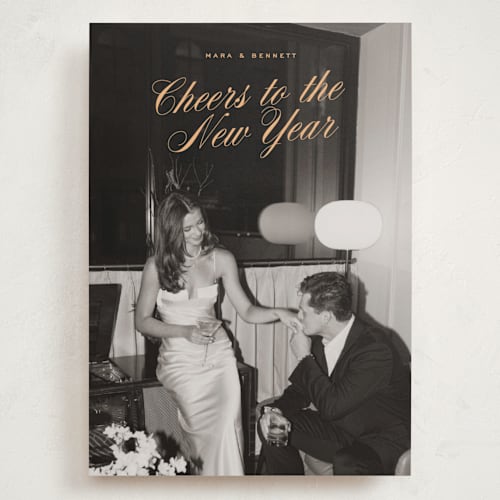 This is a apricot holiday photo cards with standard by Ekko Studio called classy cheer printing on recycled smooth signature in grand