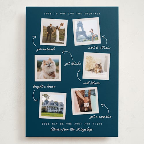 This is a blue jay holiday photo cards with standard by Heather Schertzer called for the archives printing on recycled smooth signature in grand