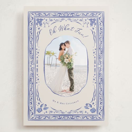 This is a blue jay holiday photo cards with standard by Lucrecia Caporale called cheerful frame printing on recycled smooth signature in grand