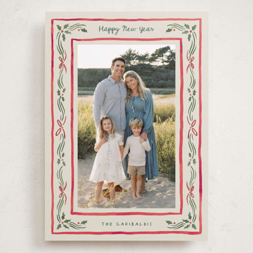 This is a cherry holiday photo cards with standard by Chris Griffith called holiday gingham printing on recycled smooth signature in grand