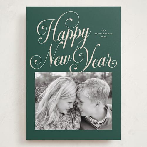 This is a balsam holiday photo cards with standard by Jessica Williams called peppermint twist printing on recycled smooth signature in grand