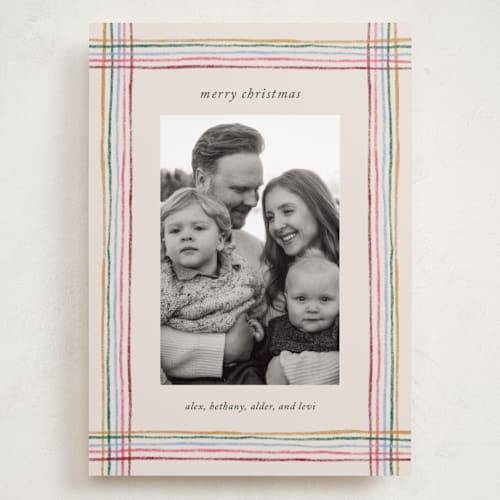 This is a gumdrop holiday photo cards with standard by Kercia Jane called merry little lines printing on recycled smooth signature in grand