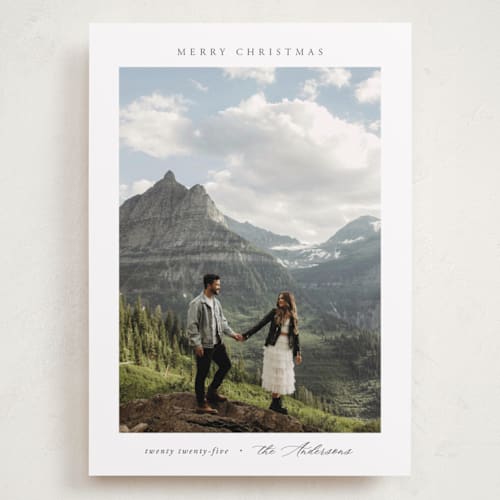 This is a snow holiday photo cards with standard by Nicole Walsh called scenic printing on recycled smooth signature in grand