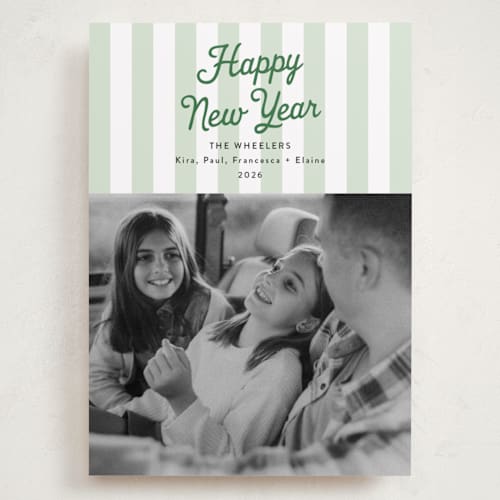 This is a wintergreen holiday photo cards with standard by Erika Firm called preppy gelateria stripes printing on recycled smooth signature in grand