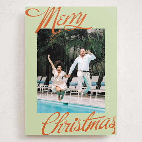 This is a retro holiday photo cards with standard by Phrosné Barwood called so retro printing on recycled smooth signature in grand