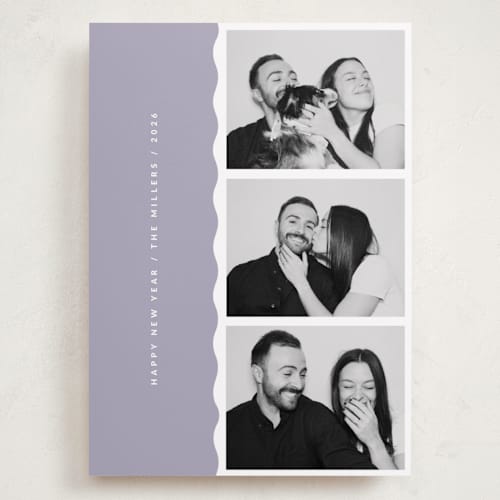 This is a lilac holiday photo cards with standard by Sumak Studio called simple wave printing on recycled smooth signature in grand