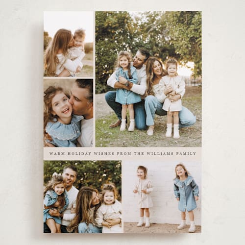 This is a vanilla holiday photo cards with standard by Lindsay Megahed called festive five printing on recycled smooth signature in grand