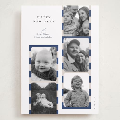 This is a cape cod holiday photo cards with standard by Carrie ONeal called peppermint strip printing on recycled smooth signature in grand