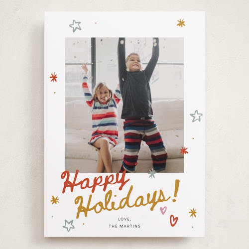 This is a confetti holiday photo cards with standard by Ani Somi called everything confetti printing on recycled smooth signature in grand