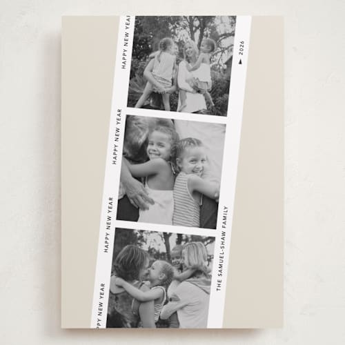 This is a vanilla holiday photo cards with standard by Kelly Watkins called our memories printing on recycled smooth signature in grand