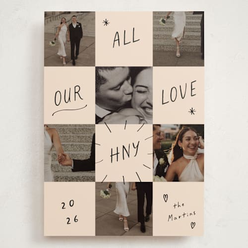 This is a ink press holiday photo cards with standard by Ani Somi called checkers printing on recycled smooth signature in grand