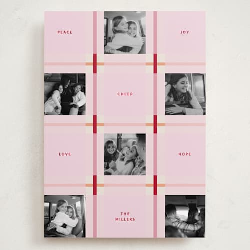 This is a strawberry holiday photo cards with standard by Inkblot Design called plaid squared printing on recycled smooth signature in grand