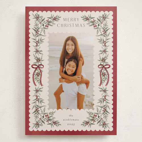 This is a crimson holiday photo cards with standard by Chris Griffith called holiday gifts printing on recycled smooth signature in grand