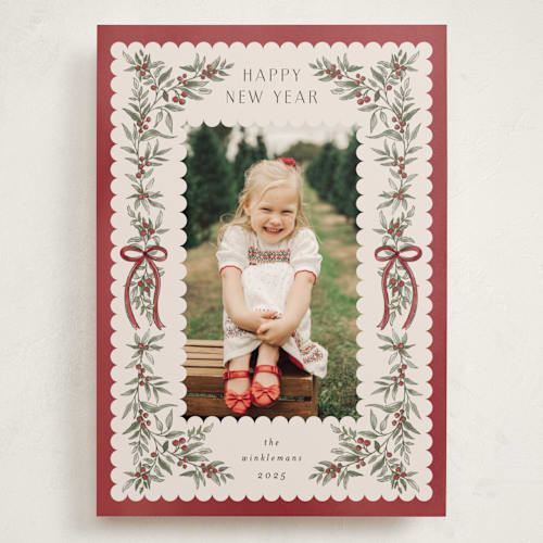 This is a crimson holiday photo cards with standard by Chris Griffith called holiday gifts printing on recycled smooth signature in grand