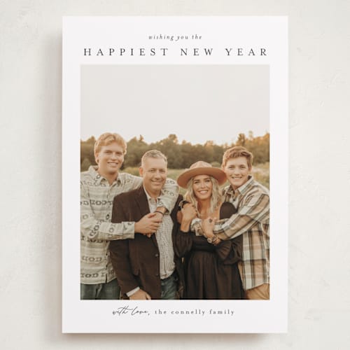 This is a snow holiday photo cards with standard by Chris Griffith called frame of happiness printing on recycled smooth signature in grand
