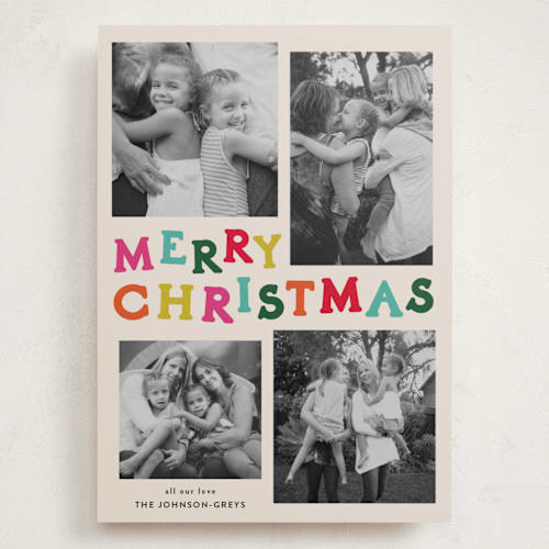 This is a bright holiday photo cards with standard by Inkblot Design called color coded spirit printing on recycled smooth signature in grand