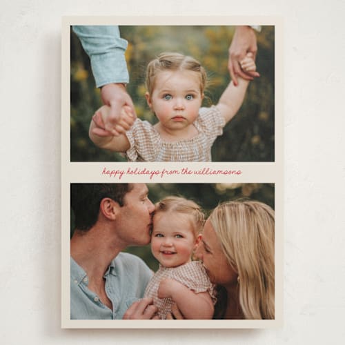 This is a cardinal holiday photo cards with standard by Beth Vassalo called holiday handwritten printing on recycled smooth signature in grand