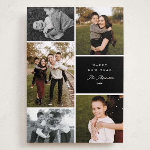 This is a midnight holiday photo cards with standard by Kate Ahn called currier printing on recycled smooth signature in grand