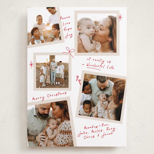 This is a poinsettia holiday photo cards with standard by Owl and Toad called personal note printing on recycled smooth signature in grand