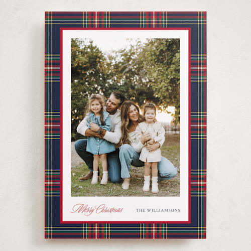 This is a navy holiday photo cards with standard by Cindy Reynolds called navy baby printing on recycled smooth signature in grand