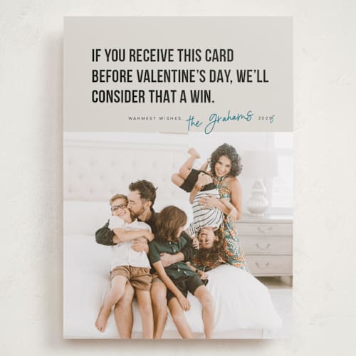 This is a denim holiday photo cards with standard by Karen Glenn called new year win printing on recycled smooth signature in grand