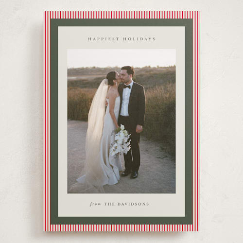 This is a candy cane holiday photo cards with standard by Jackie Crawford called modern striped frame printing on recycled smooth signature in grand
