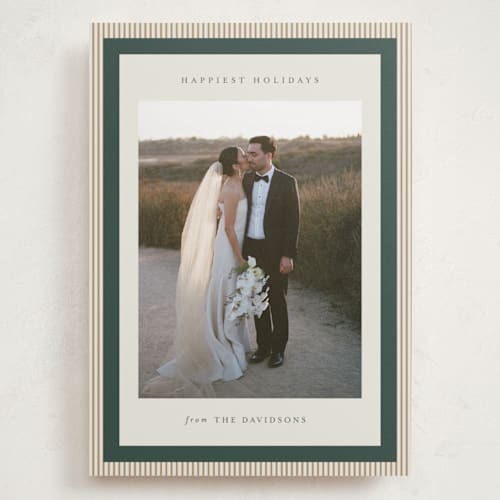 This is a forest holiday photo cards with standard by Jackie Crawford called modern striped frame printing on recycled smooth signature in grand