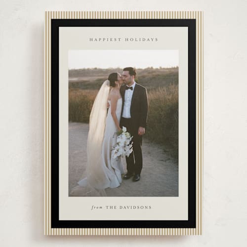 This is a coal holiday photo cards with standard by Jackie Crawford called modern striped frame printing on recycled smooth signature in grand