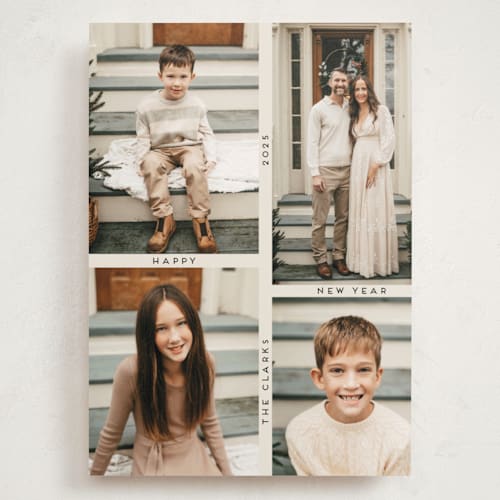 This is a ecru holiday photo cards with standard by Morgan Kendall called grid printing on recycled smooth signature in grand