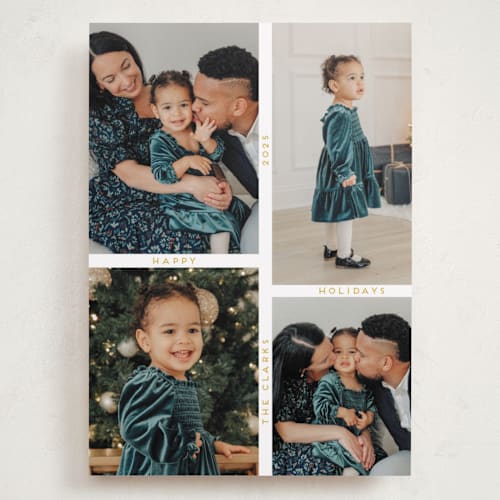 This is a french horn holiday photo cards with standard by Morgan Kendall called grid printing on recycled smooth signature in grand