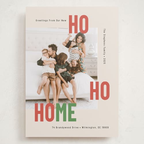 This is a eggnog holiday photo cards with standard by Mary Kay Garttmeier called new ho ho home printing on recycled smooth signature in grand