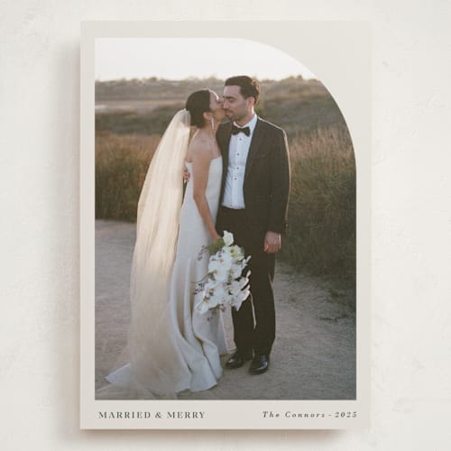 This is a eggnog holiday photo cards with standard by Oma N. Ramkhelawan called arched simplicity printing on recycled smooth signature in grand