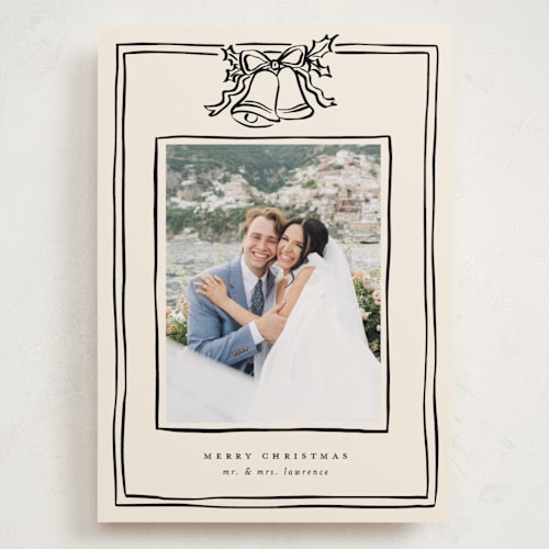 This is a licorice holiday photo cards with standard by Ekko Studio called christmas coquette printing on recycled smooth signature in grand