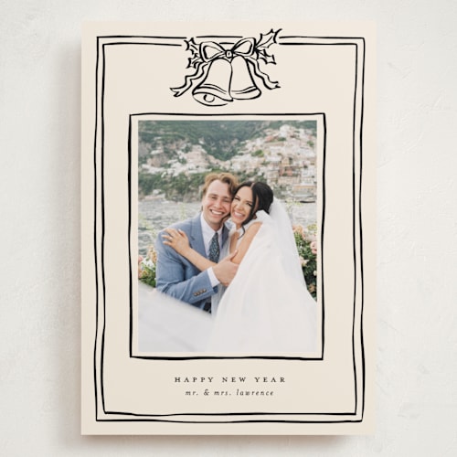 This is a licorice holiday photo cards with standard by Ekko Studio called christmas coquette printing on recycled smooth signature in grand